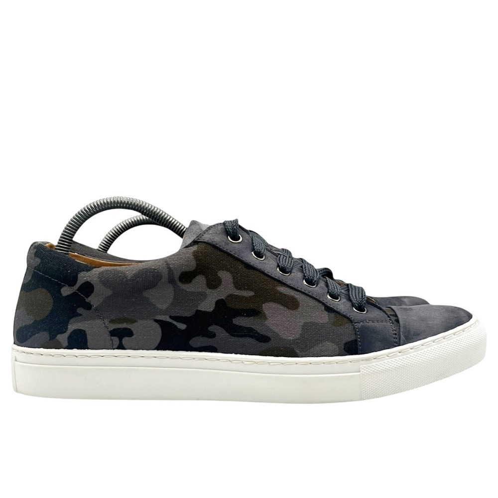 Donald Pliner Christy Camo Canvas Suede Low Top Sneakers Mens 10 Gray Blue Spain
